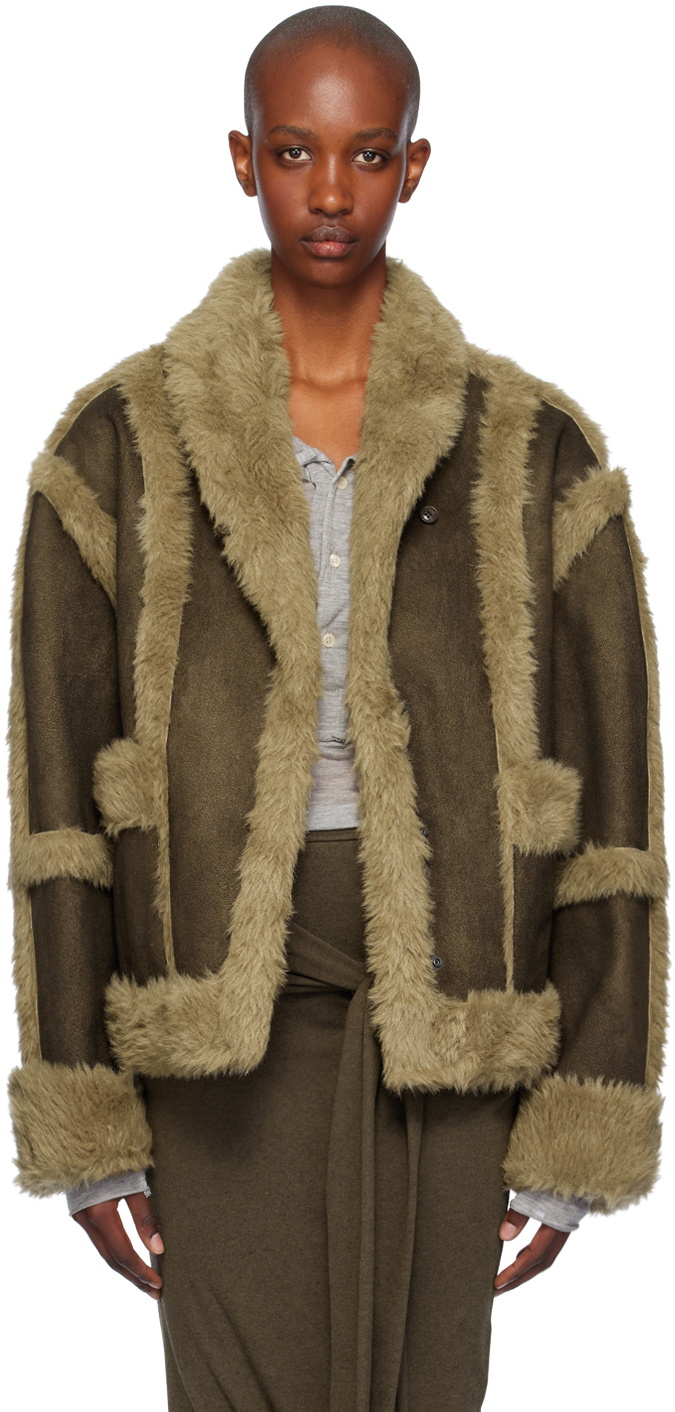 OPEN YY Beige & Black Reversible Faux-Fur Jacket OPEN YY