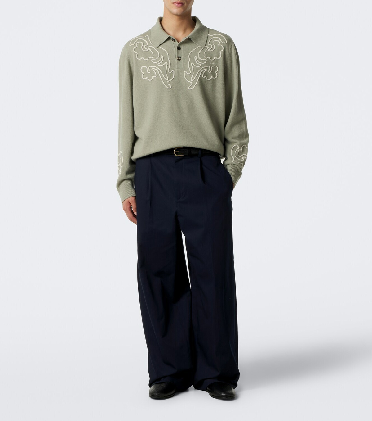 Bode Blaze embroidered wool polo sweater