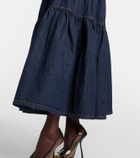 Saint Laurent Tiered denim maxi skirt