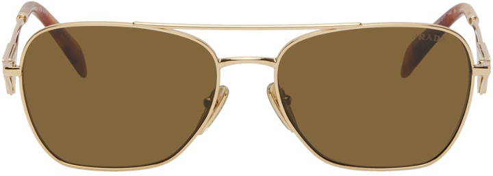 Photo: Prada Eyewear Gold Triangle Logo Sunglasses