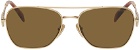 Prada Eyewear Gold Triangle Logo Sunglasses