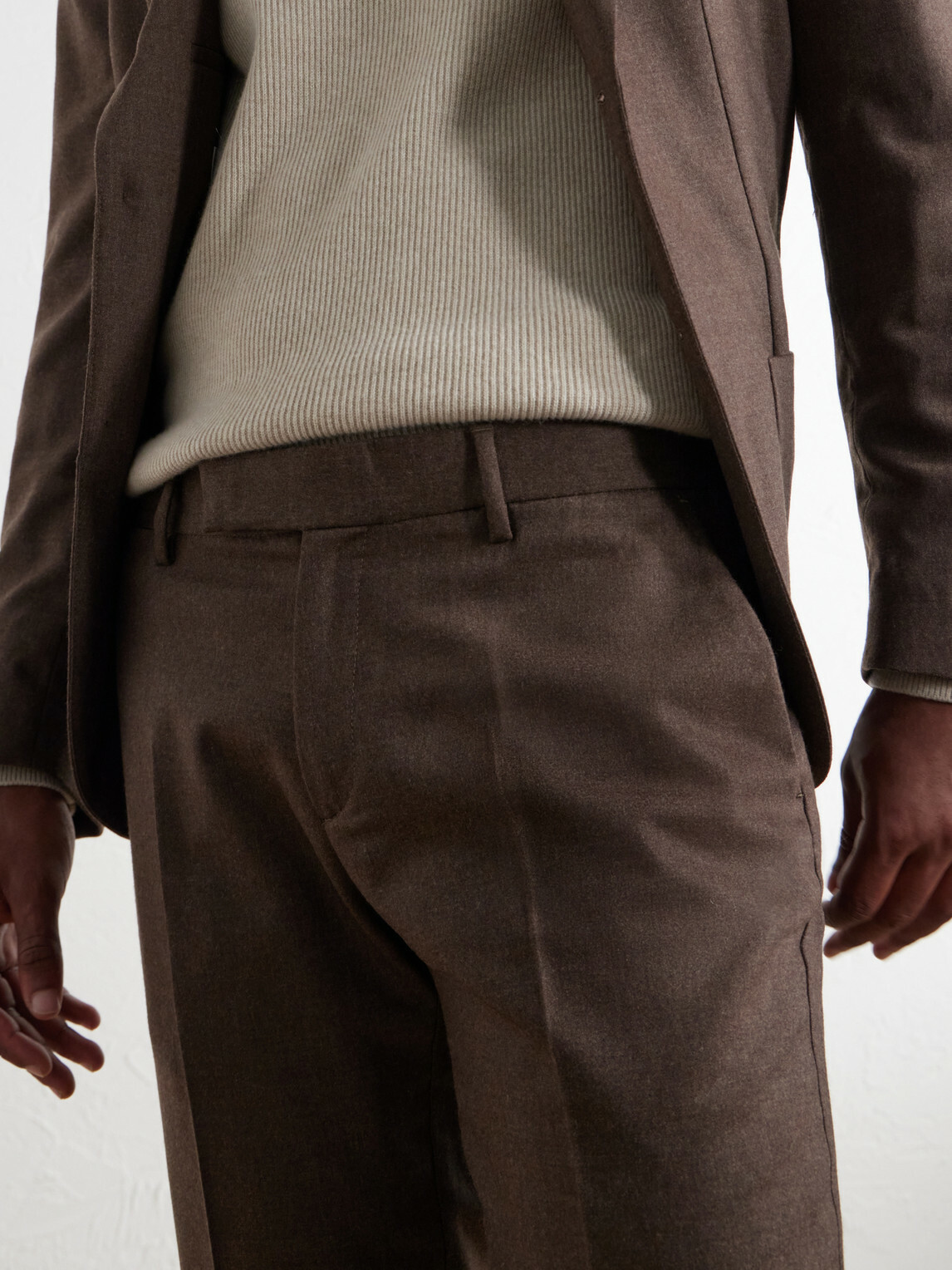 Sunspel - Straight-Leg Stretch Wool-Blend Flannel Trousers - Brown