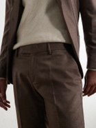 Sunspel - Straight-Leg Stretch Wool-Blend Flannel Trousers - Brown