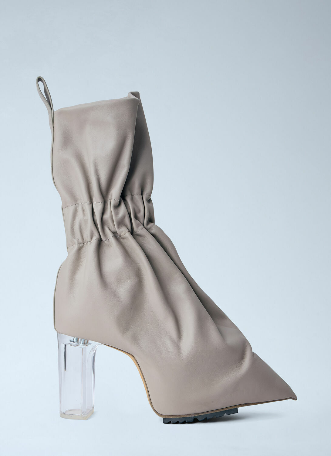 Rick Owens Taquito Gathered Leather Ankle Boots
