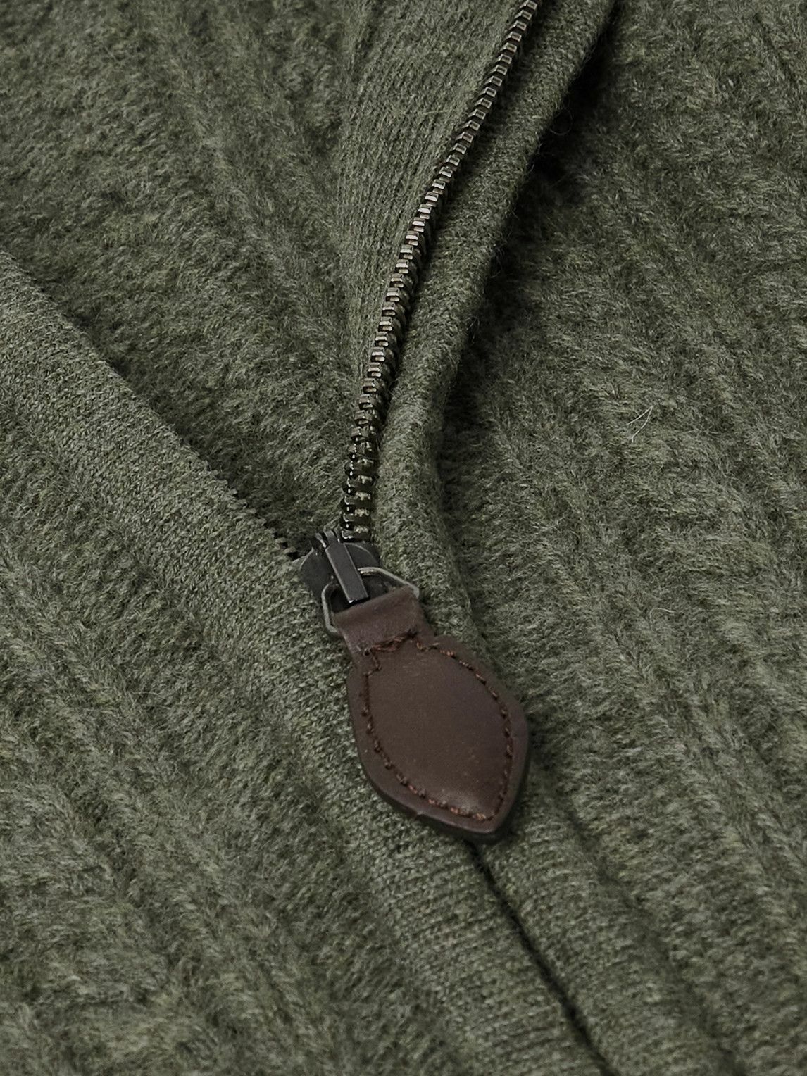 Purdey - Burlington Cable-Knit Wool and Cashmere Zip-Up Cardigan - Green