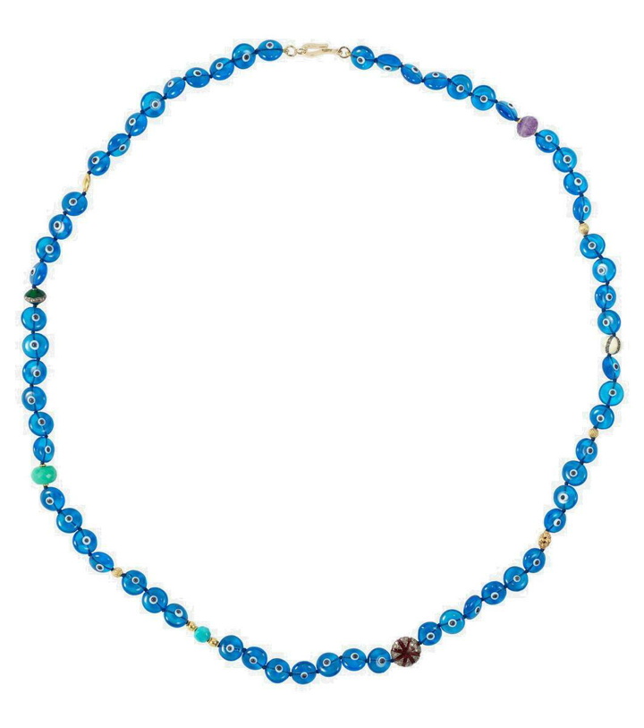 Photo: Ileana Makri Evil Eye 9kt gold beaded necklace with diamonds