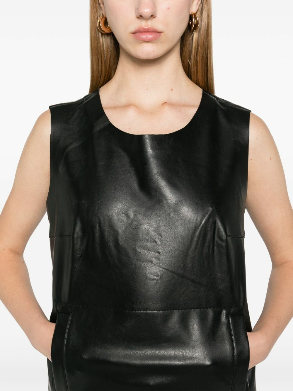 NORMA KAMALI - Faux Leather Sleeveless Dress womens Norma Kamali