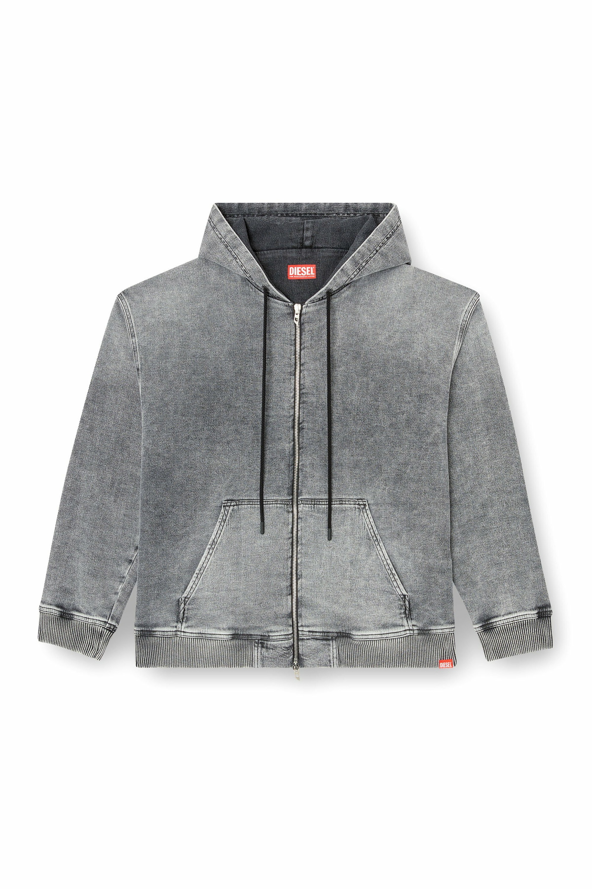 DIESEL ロゴクロップドパーカー　Track Denim Hoodie D-ANGY-HOOD-NE（WOMEN）: クロップドスリムフィットスウェット
