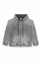 Diesel Zip-up hoodie in marbled Track Denim - Sweaters - Unisex - Grey