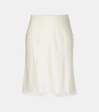 Leset Barb lace-trimmed satin slip skirt