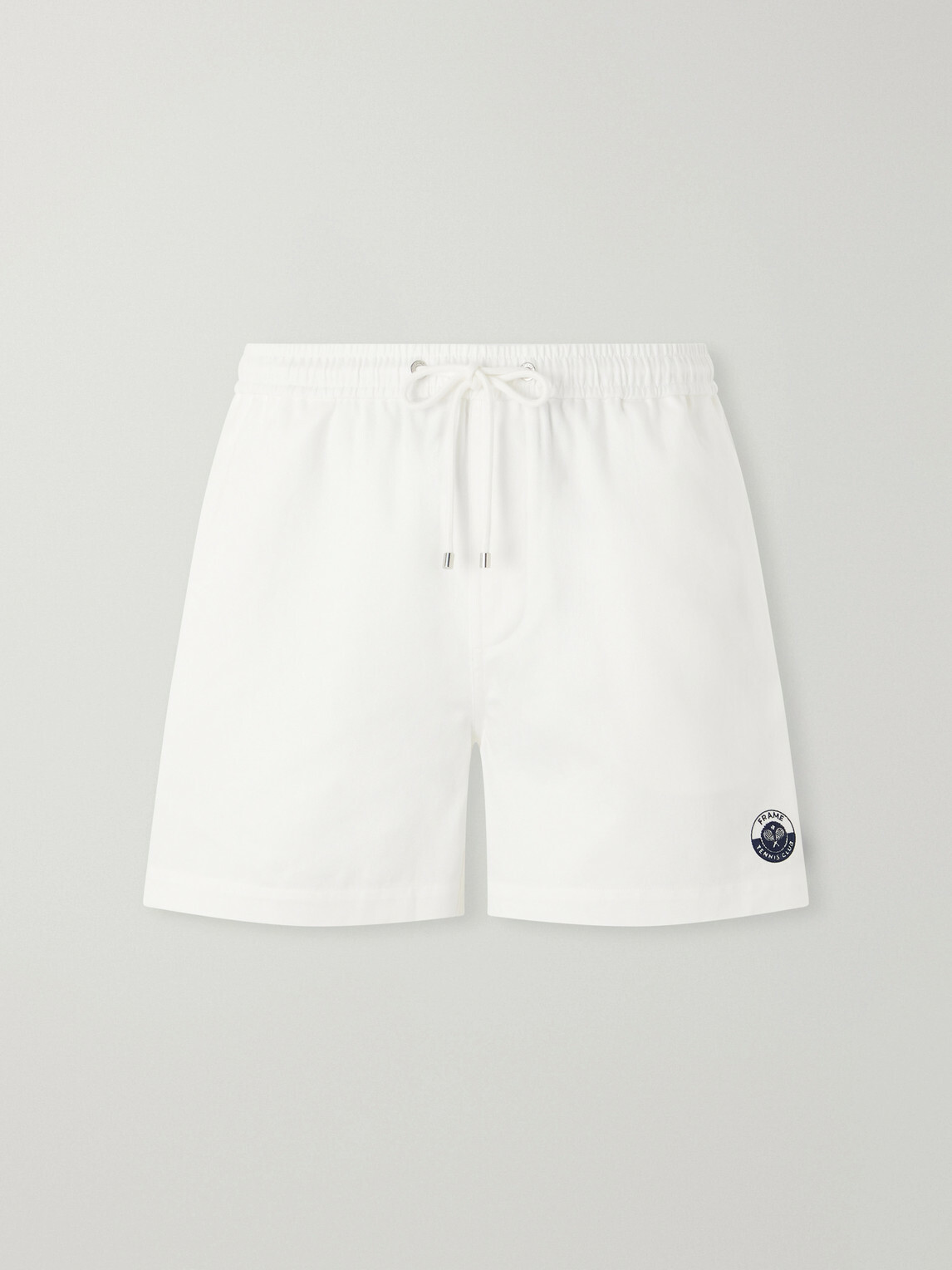 FRAME - Straight-Leg Logo-Embroidered Cotton-Twill Drawstring Shorts - Neutrals