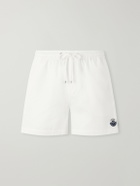 FRAME - Straight-Leg Logo-Embroidered Cotton-Twill Drawstring Shorts - Neutrals