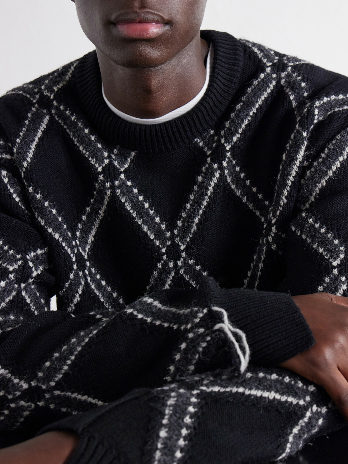 Junya Watanabe - Intarsia Wool-Blend Sweater - Black