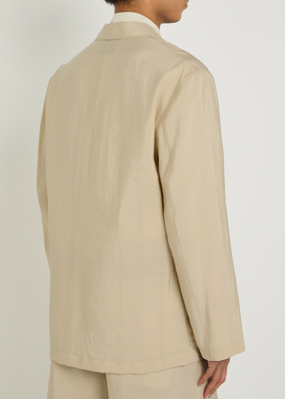 Lemaire Double-breasted Silk-blend Jacket Off White