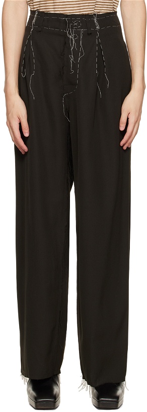 Photo: AIREI SSENSE Exclusive Black Limited Edition Pleated Shadow Stitch Trousers