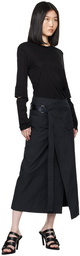 Helmut Lang Navy Trench Wrap Midi Skirt