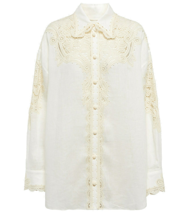 Photo: Zimmermann - Laurel lace-insert linen shirt