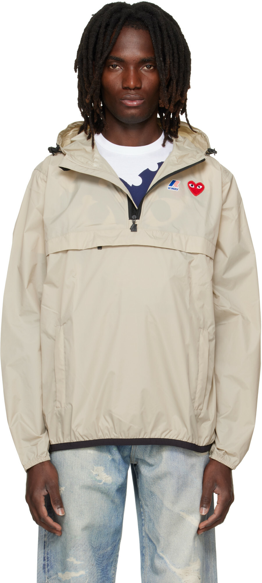 COMME des GARÇONS PLAY Beige K-Way Edition Half Zip Jacket