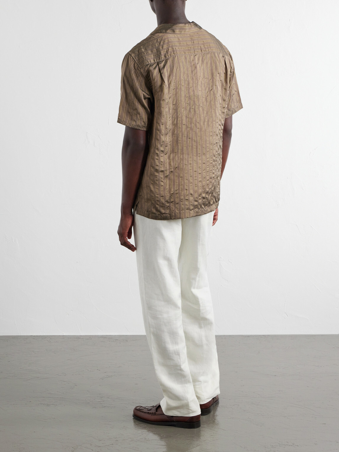 Orlebar Brown - Maitan Villa Camp-Collar Striped Woven Shirt - Brown