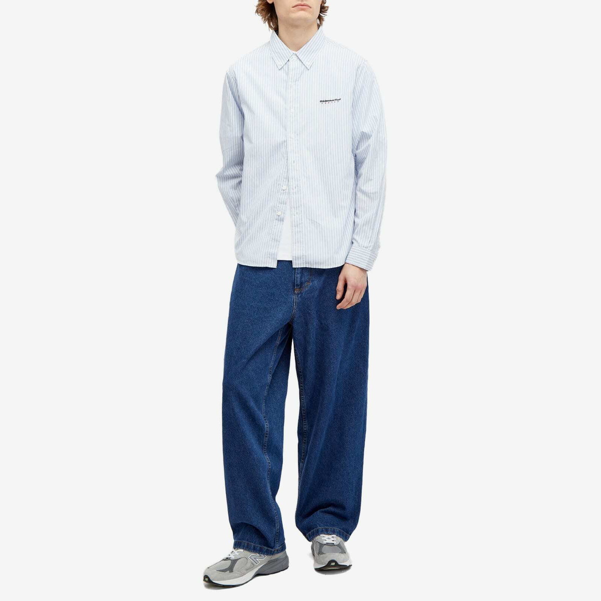 ★thisisneverthat★DSN Striped Shirt★大人気★ thisisneverthat Men's DSN Striped Shirt in Blue thisisneverthat