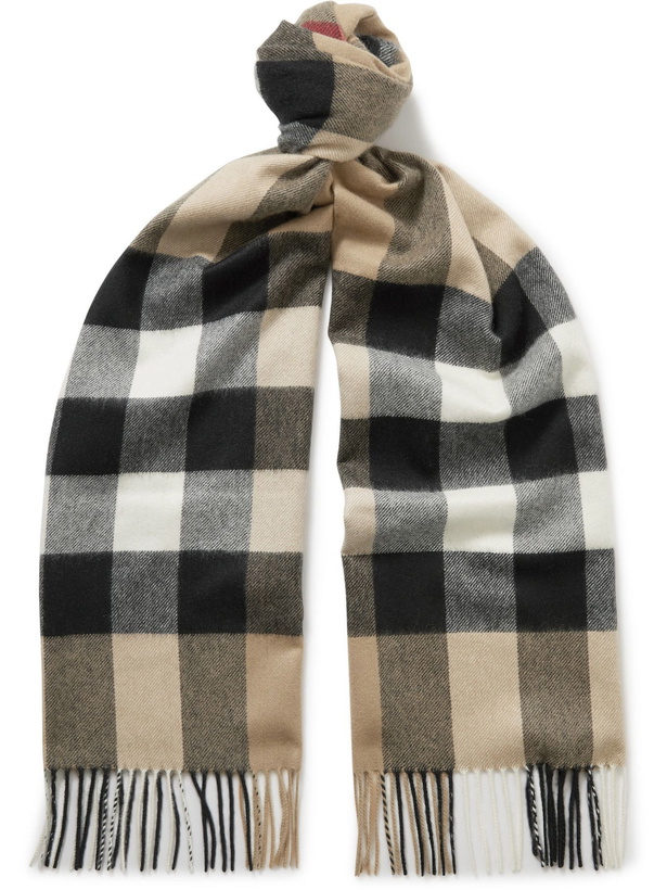 Photo: BURBERRY - Fringed Checked Cashmere Scarf