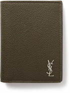 SAINT LAURENT - Logo-Appliquéd Full-Grain Leather Billfold Wallet - Green