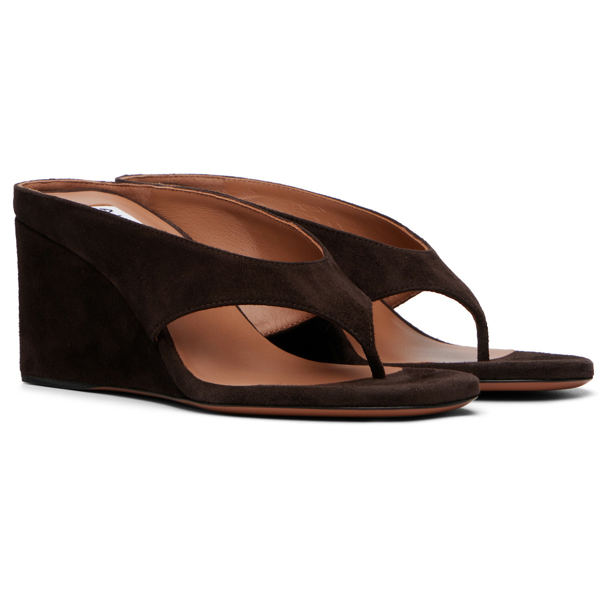 ALAÏA Brown Cube Thong Heeled Sandals