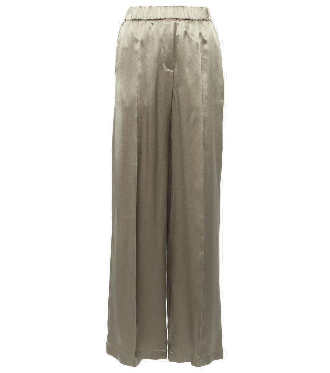 Loewe Mid-rise silk satin wide-leg pants Loewe