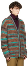 Wooyoungmi SSENSE Exclusive Brown & Green Mohair Stripe Cardigan