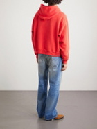 Cherry Los Angeles - Wrangler America's Favorite Logo-Embroidered Printed Cotton-Fleece Hoodie - Red