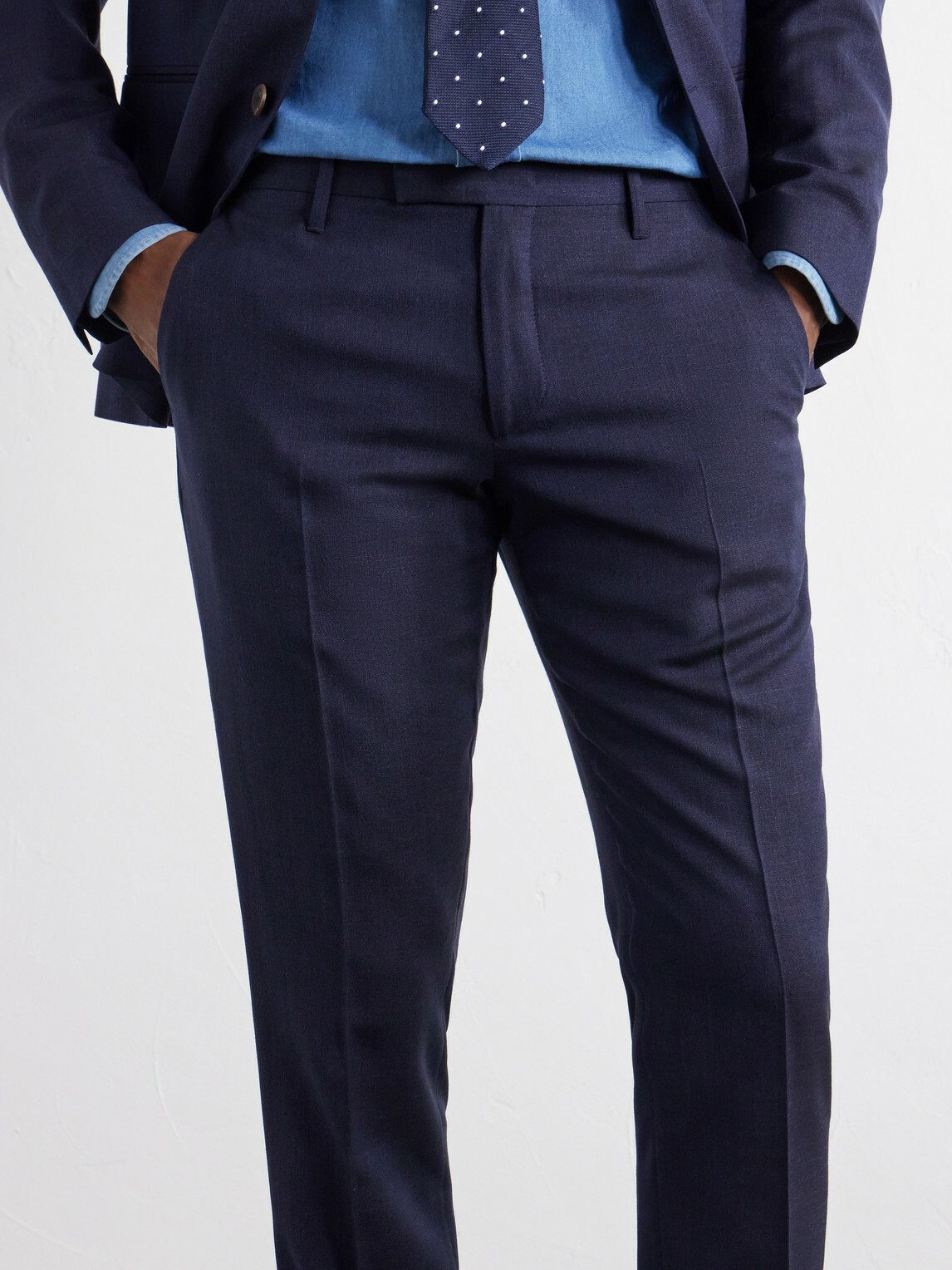 Mr P. - Straight-Leg Wool, Silk and Linen-Blend Trousers - Blue