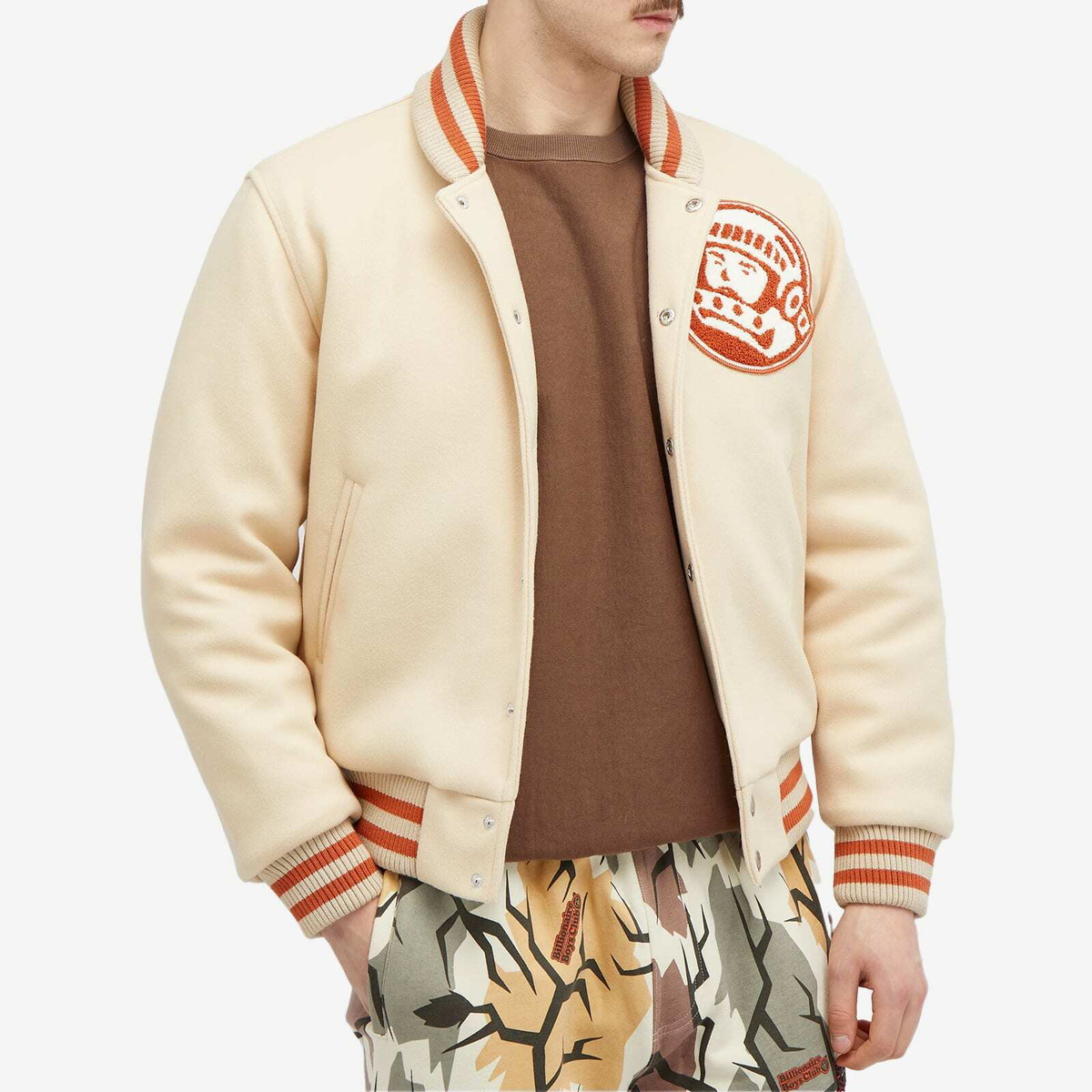 Cream fashion varsity jacket