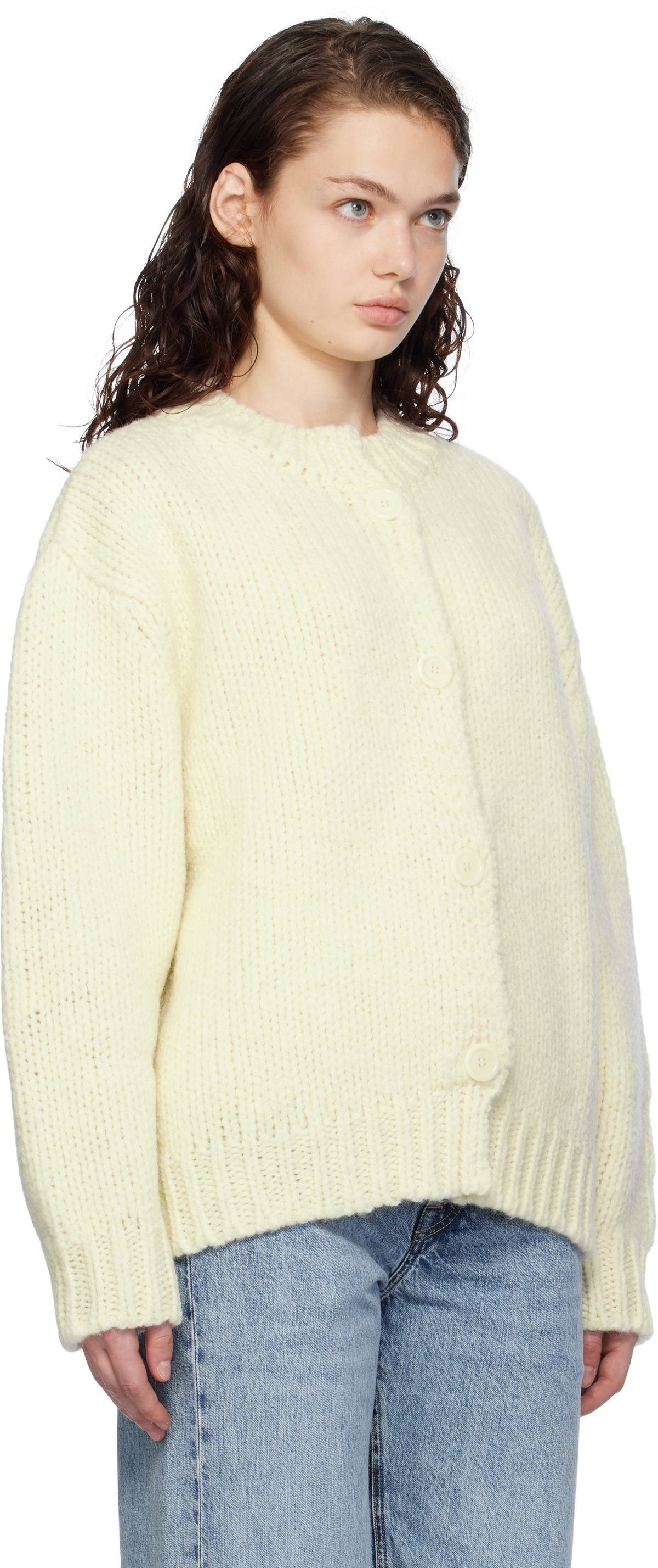 AMOMENTO Off-White Hand Knitted Cardigan