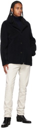 Yves Salomon Reversible Navy Shearling & Suede Jacket