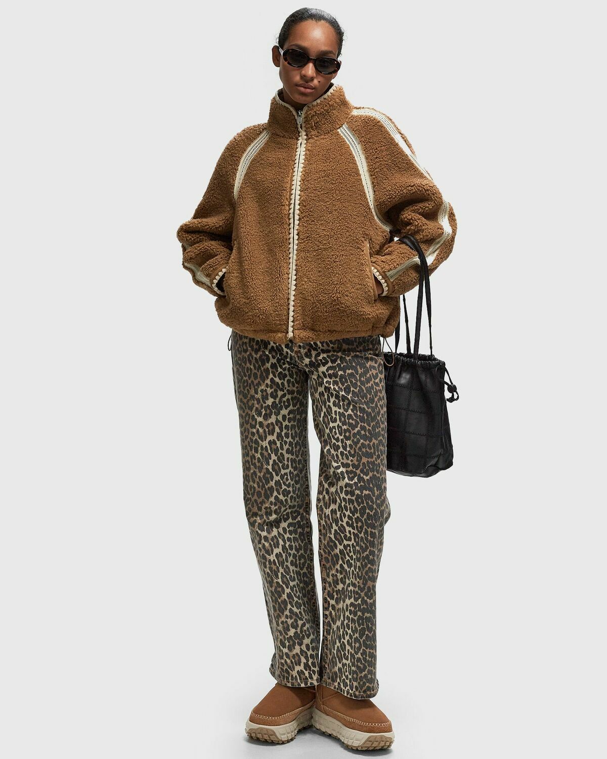 Ugg  Nikia Crochet Uggfluff Jacket Brown Fleece Jackets