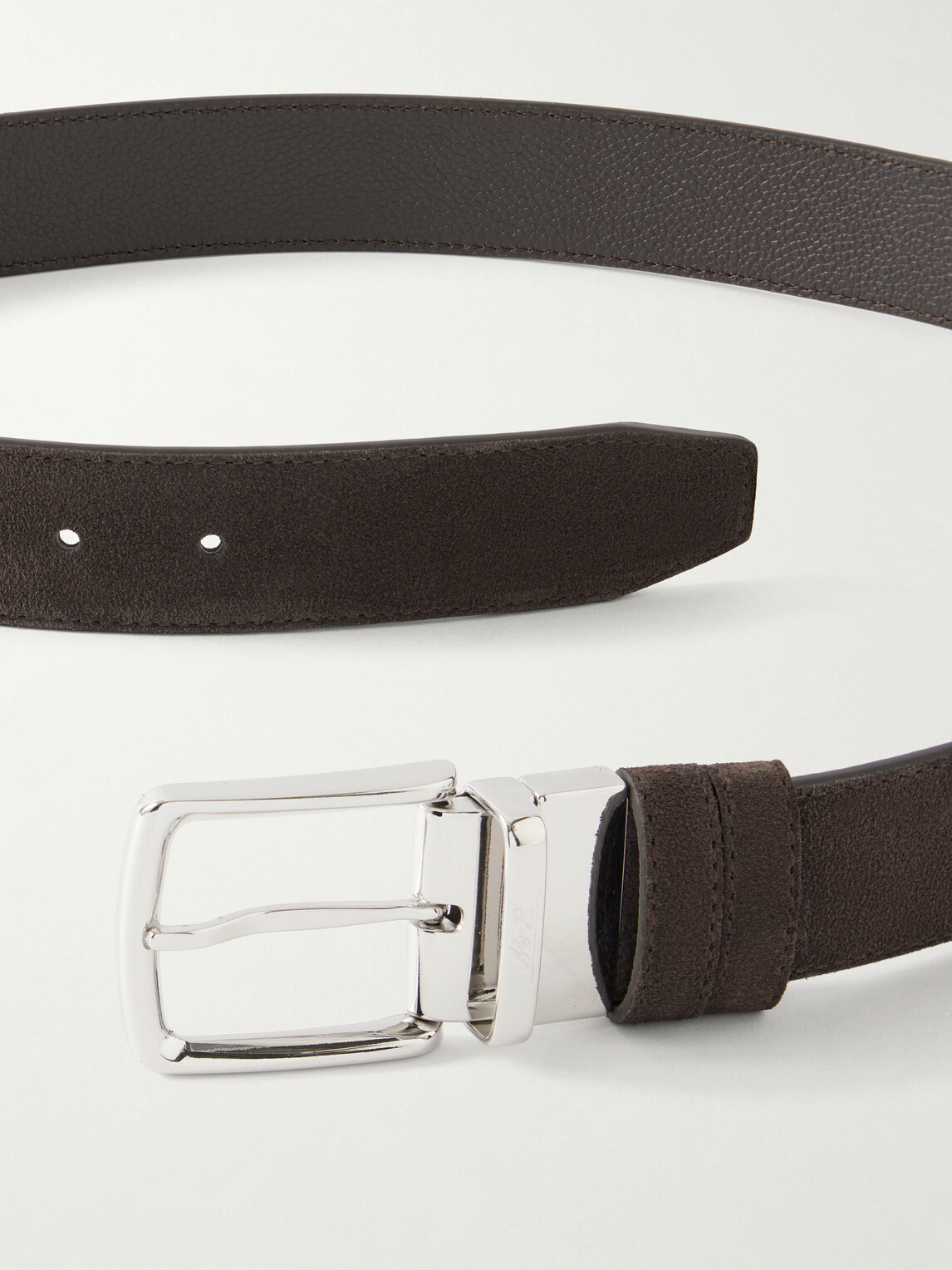 Mr P. - 3.5cm Reversbile Suede and Full-Grain Leather Belt - Brown