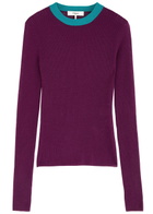 Chloe Ribbed Semi-sheer Wool Jumper Purple