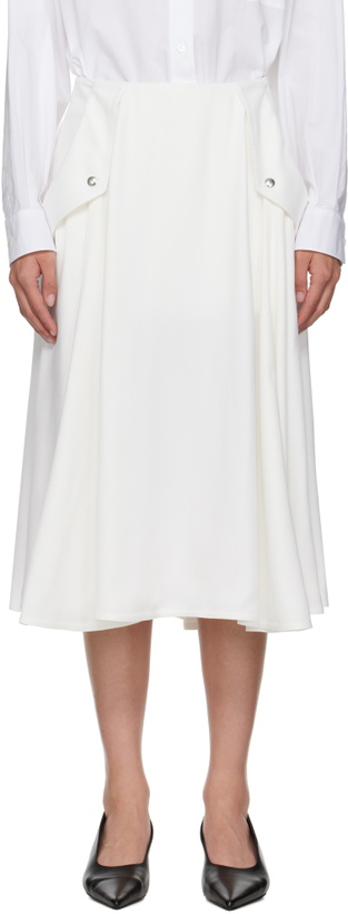Photo: Bottega Veneta Off-White Viscose Pleated Midi Skirt