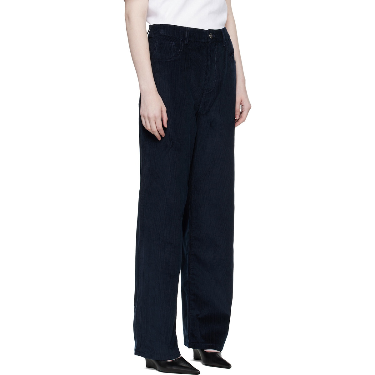 Róhe Navy Relaxed Corduroy Trousers