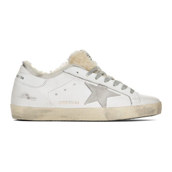 Photo: Golden Goose White Shearling Double Structure Superstar Sneakers