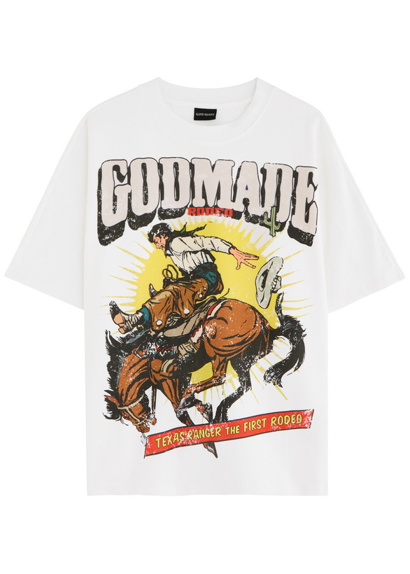Photo: God Made Texas Ranger Printed Cotton T-shirt White