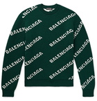 Balenciaga - Logo-Intarsia Wool-Blend Sweater - Green