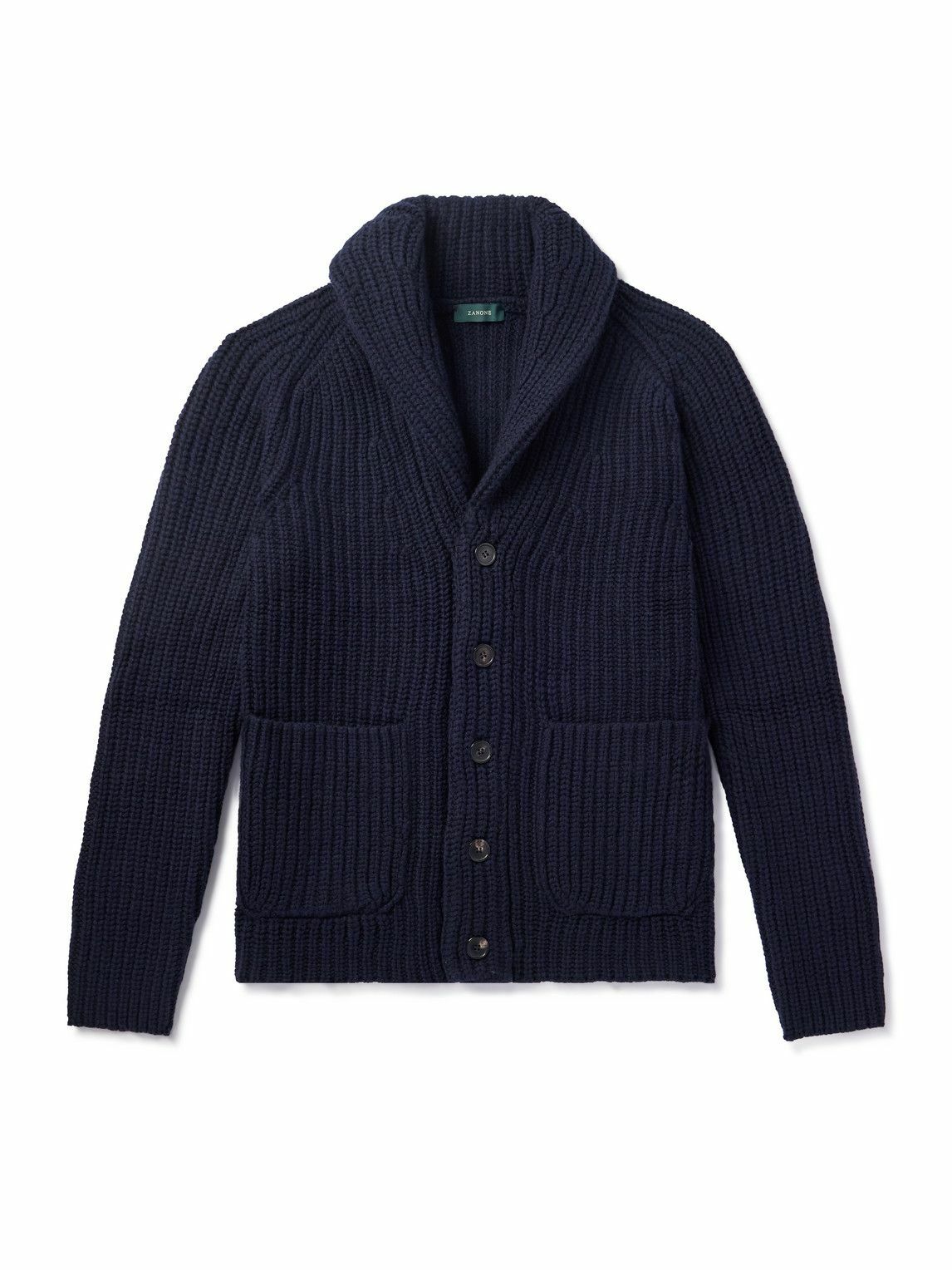 トップス made in italy ZANONE cardigun en Zanone Rib Wool Cardigan Jacket Navy at CareOfCarl.com