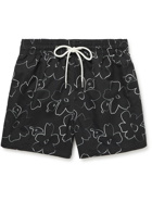 Atalaye - Dorrea Mid-Length Printed Recycled Swim Shorts - Black