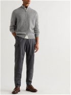 Brunello Cucinelli - Ribbed Cashmere Zip-Up Sweater - Gray