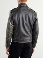 Maison Margiela - Belted Distressed Leather Biker Jacket - Brown