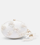 Self-Portrait Oval Small embellished satin clutch