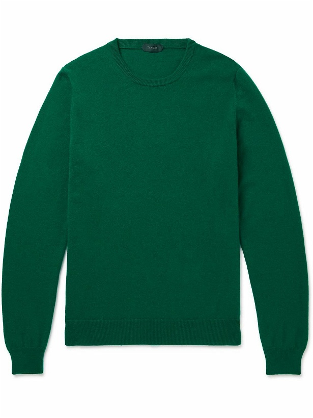 Photo: Incotex - Wool and Cashmere-Blend Sweater - Green