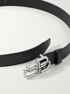 Balenciaga - 3cm Logo-Embellished Croc-Effect Leather Belt - Black