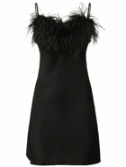 SLEEPER - Boheme Satin Mini Dress W/ Feathers